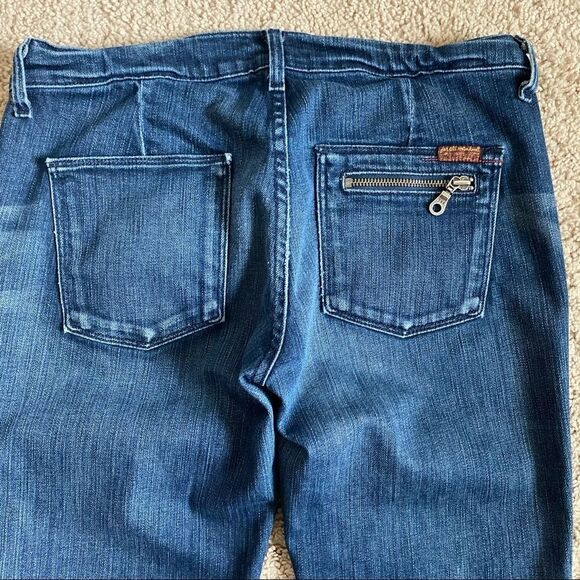 7 For All Mankind Dark Wash Low Rise Crop Straight Leg Stretch Jeans 29 Y2K - Picture 4 of 7